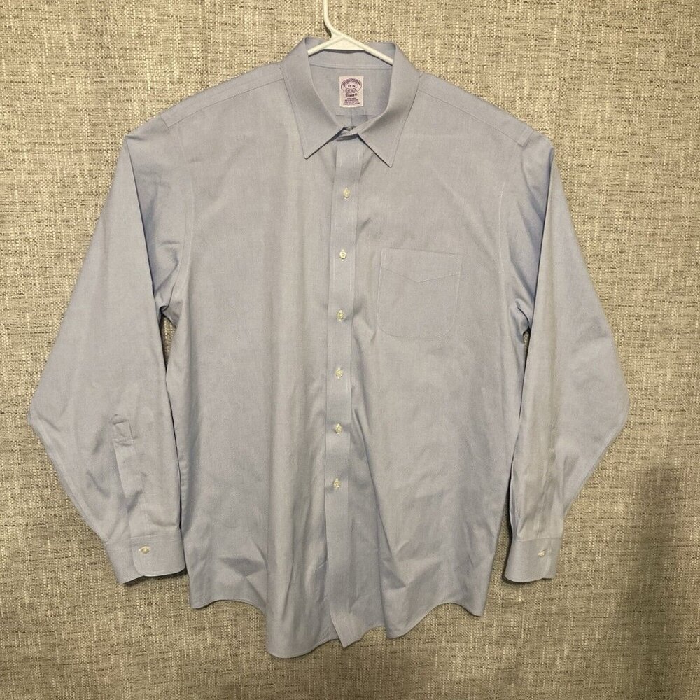 Brooks Brothers Long Sleeve Button Up Shirt Classic Blue 17-35 Men 100% Supima